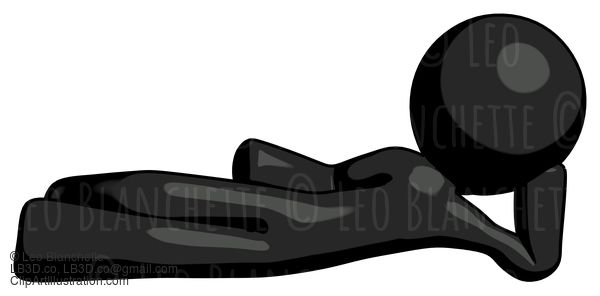 Black Design Mascot Man Reclined On Side #10698