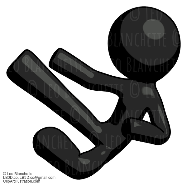 Black Design Mascot Man Flying Ninja Kick Left #10704