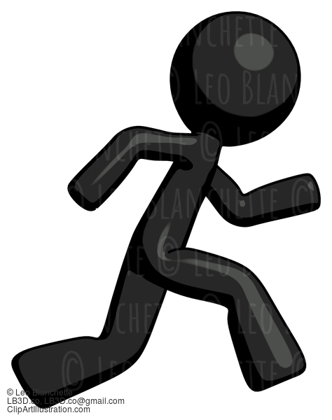 Black Design Mascot Man Running Fast Right #10706