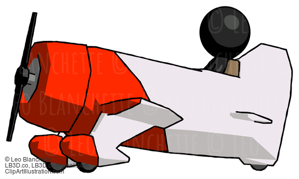 Black Design Mascot Man In Geebee Stunt Aircraft Side View #10715