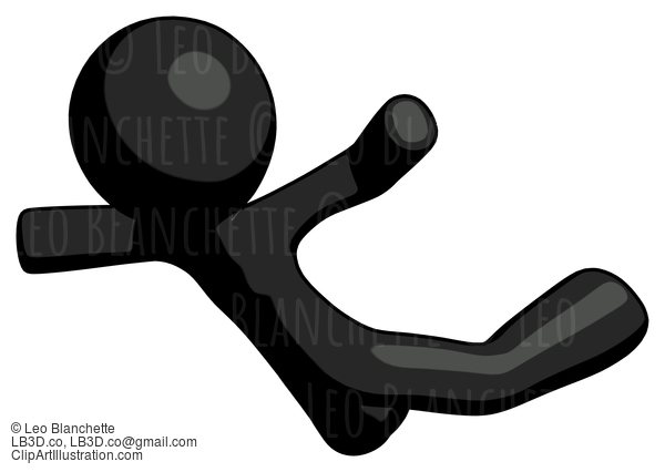 Black Design Mascot Man Skydiving Or Falling To Death #10716