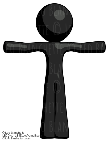 Black Design Mascot Man T-Pose Arms Up Standing #10721