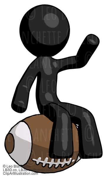 Black Design Mascot Man Sitting On Giant Football #10735