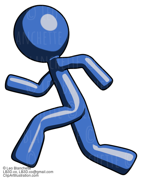 Blue Design Mascot Man Running Fast Left #11350