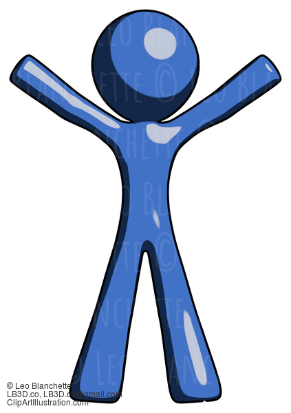 Blue Design Mascot Man Surprise Pose, Arms And Legs Out #11364