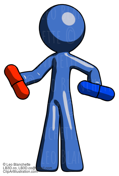 Blue Design Mascot Man Red Pill Or Blue Pill Concept #11371