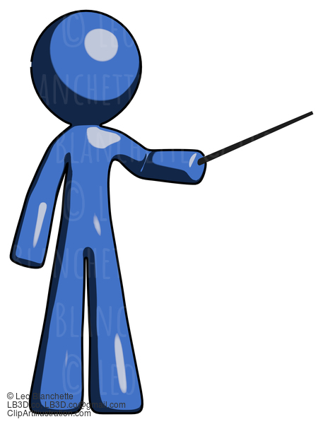 Blue Design Mascot Man Teacher Or Conductor With Stick Or Baton Directing #11373