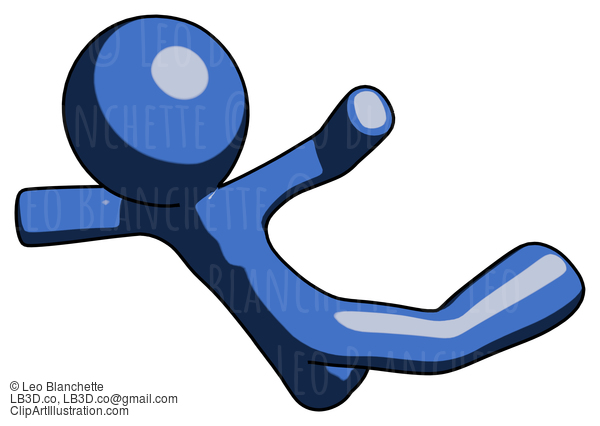 Blue Design Mascot Man Skydiving Or Falling To Death #11382