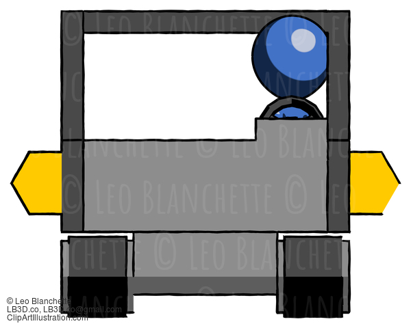 Blue Design Mascot Man Driving Amphibious Tracked Vehicle Front View #11383