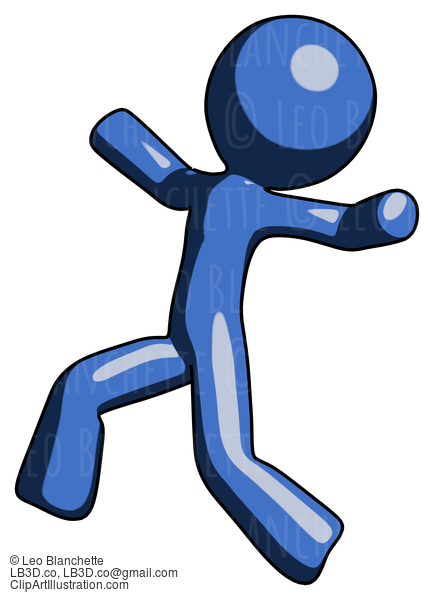 Blue Design Mascot Man Running Away In Hysterical Panic Direction Left #11385