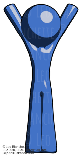 Blue Design Mascot Man Hands Up #11391