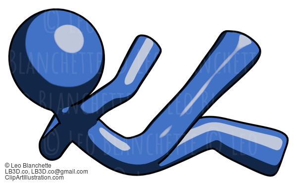 Blue Design Mascot Man Falling Backwards #11414