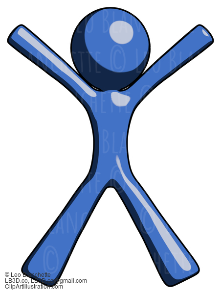 Blue Design Mascot Man Jumping Or Flailing #11420