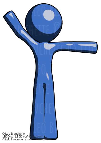 Blue Design Mascot Man Directing Traffic Right #11452