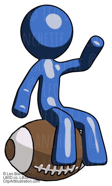 Blue Design Mascot Man Sitting On Giant Football #11454