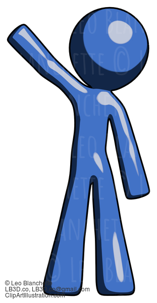 Blue Design Mascot Man Waving Emphatically With Right Arm #11459