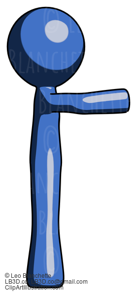 Blue Design Mascot Man Pointing Right #11472