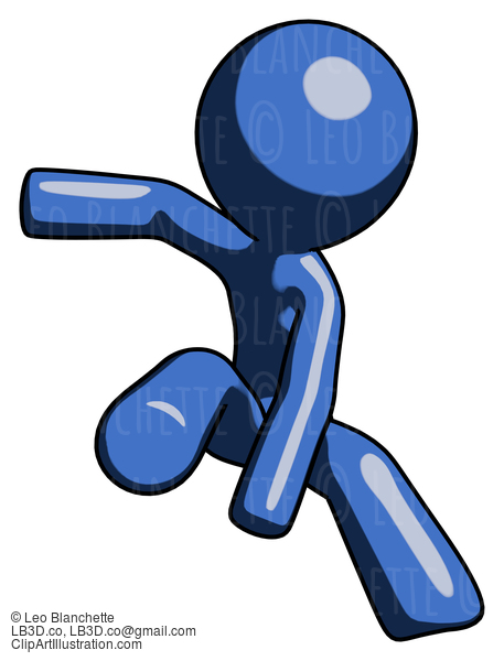 Blue Design Mascot Man Action Hero Jump Pose #11476