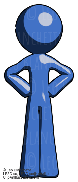 Blue Design Mascot Man Hands On Hips #11481