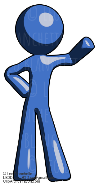 Blue Design Mascot Man Waving Left Arm With Hand On Hip #11489