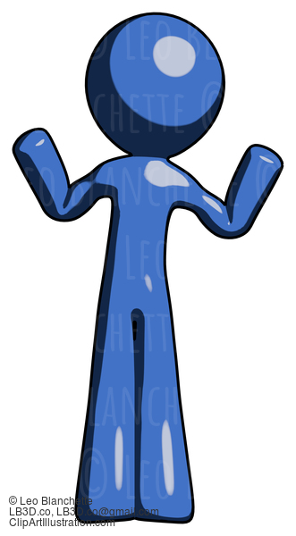 Blue Design Mascot Man Shrugging Confused #11497