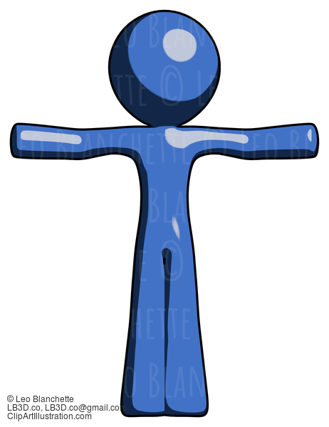 Blue Design Mascot Man T-Pose Arms Up Standing #11500