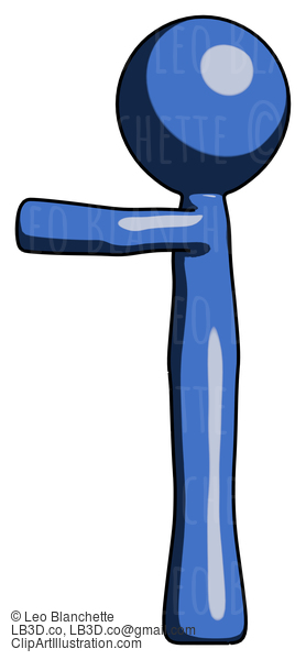 Blue Design Mascot Man Pointing Left #11503