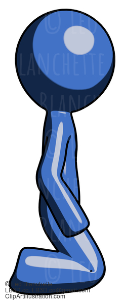 Blue Design Mascot Man Kneeling Right #11504