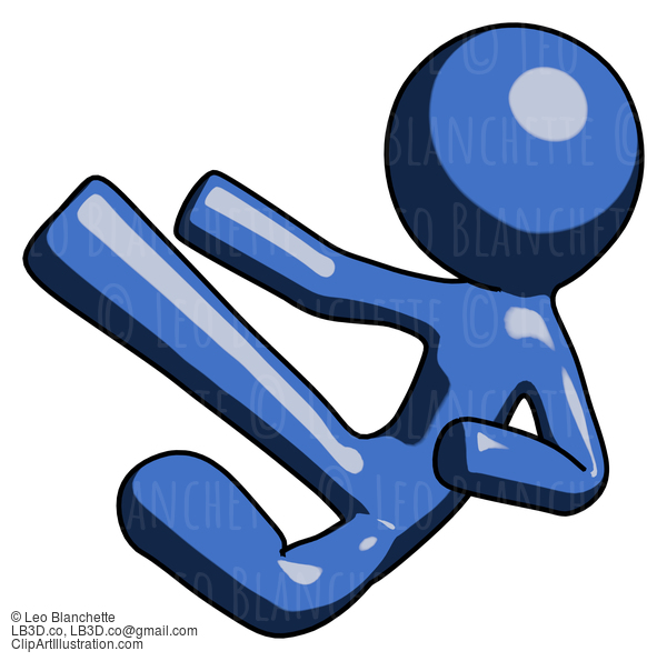 Blue Design Mascot Man Flying Ninja Kick Left #11507