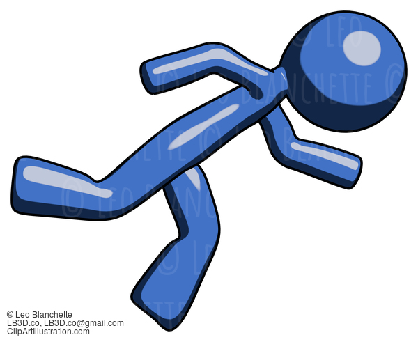 Blue Design Mascot Man Running While Falling Down #11508