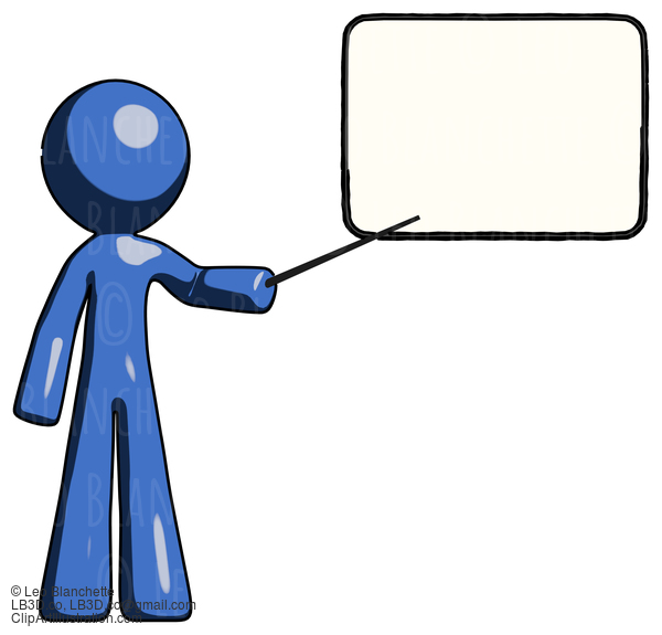 Blue Design Mascot Man Giving Presentation In Front Of Dry-Erase Board #11532