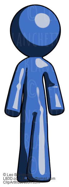 Blue Design Mascot Man Walking Front View #11534