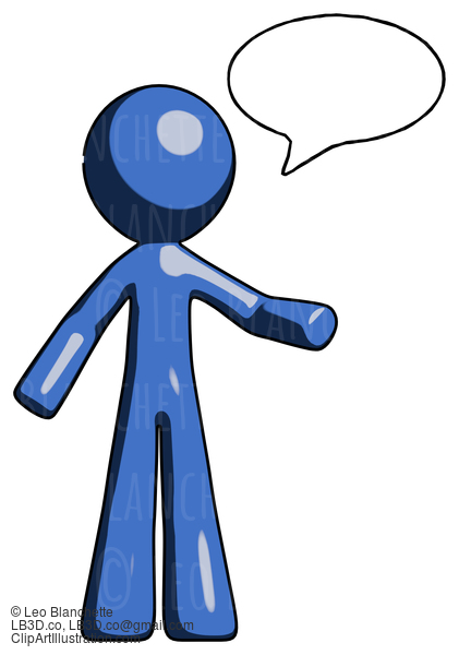 Blue Design Mascot Man With Word Bubble Talking Chat Icon #11540