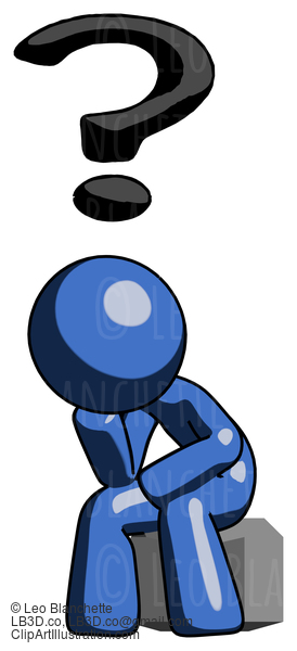 Blue Design Mascot Man Thinker Question Mark Concept #11549