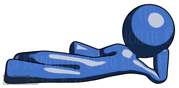 Blue Design Mascot Man Reclined On Side #11552