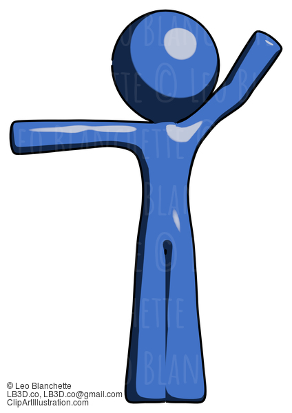 Blue Design Mascot Man Directing Traffic Left #11561