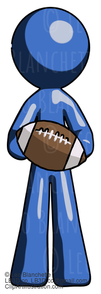 Blue Design Mascot Man Giving Football To You #11562