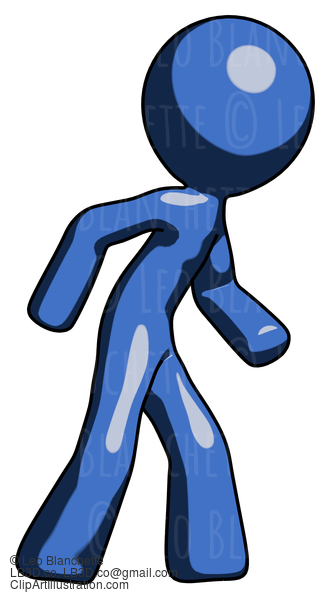 Blue Design Mascot Man Suspense Action Pose Facing Right #11564