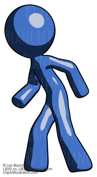 Blue Design Mascot Man Suspense Action Pose Facing Left #11567