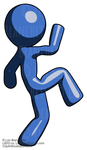 Blue Design Mascot Man Kick Pose Start #11570