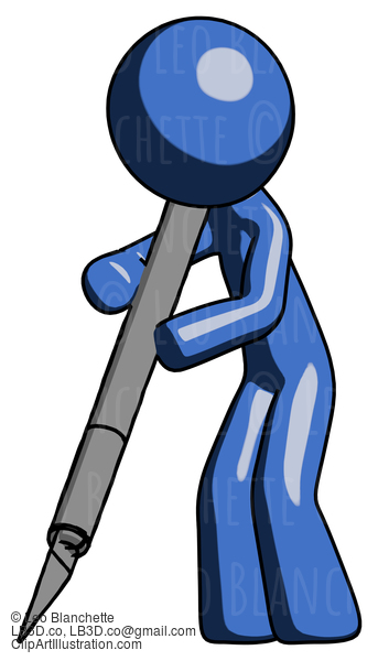 Blue Design Mascot Man Cutting With Large Scalpel #11596