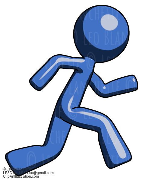 Blue Design Mascot Man Running Fast Right #11598