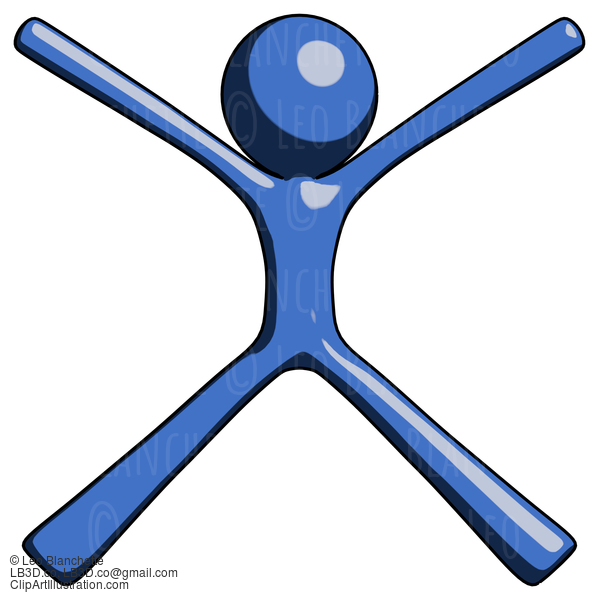 Blue Design Mascot Man With Arms And Legs Stretched Out #11600