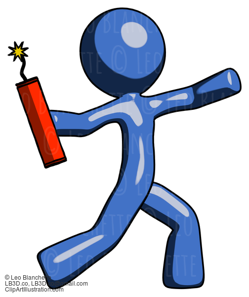 Blue Design Mascot Man Throwing Dynamite #11625