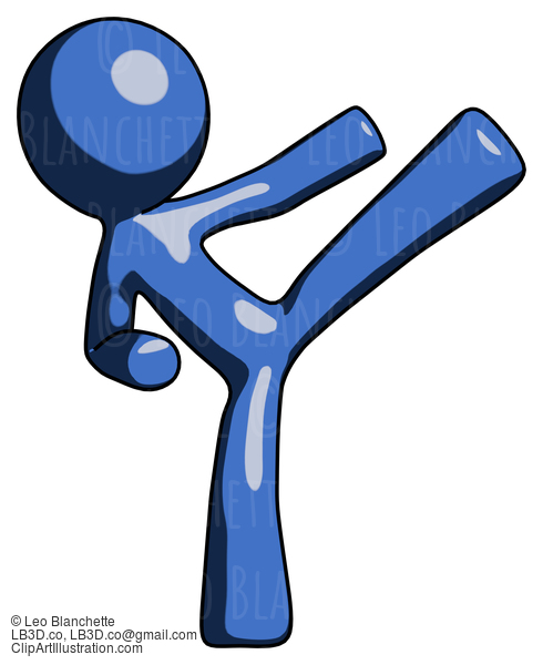 Blue Design Mascot Man Ninja Kick Right #11633