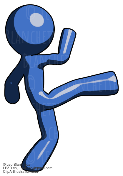 Blue Design Mascot Man Kick Pose #11639