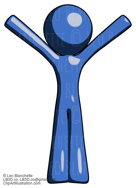 Blue Design Mascot Man With Arms Out Joyfully #11645