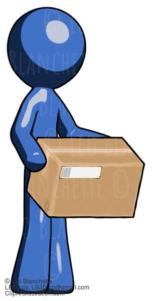 Blue Design Mascot Man Holding Package To Send Or Recieve In Mail #11650