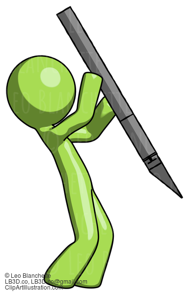 Green Design Mascot Man Stabbing Or Cutting With Scalpel #10014