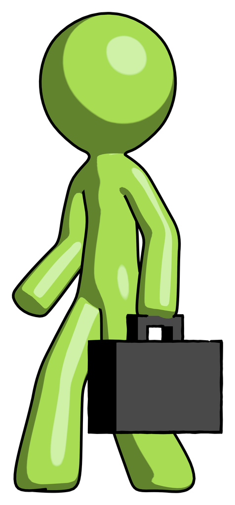 Green Design Mascot Man Walking With Briefcase To The Left